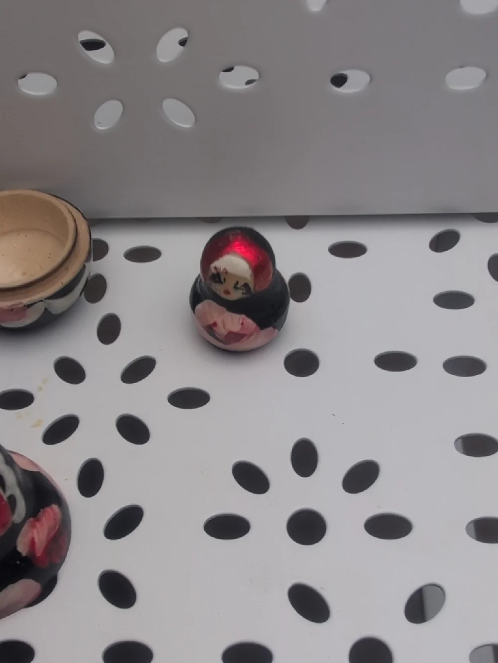 Hand-Painted Black Wooden Matryoshka Nesting Dolls